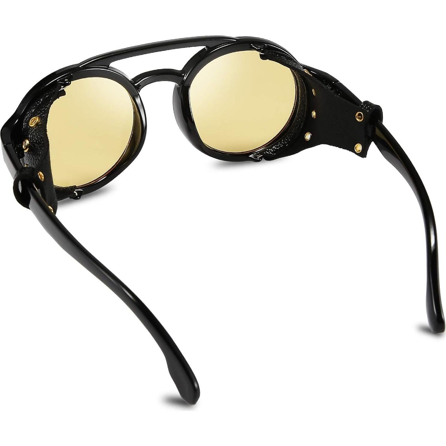 Gafas de Sol Steampunk FEISEDY Retro Lentes UV400 Amarillo