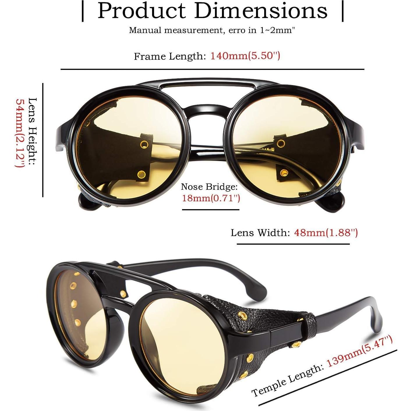 Gafas de Sol Steampunk FEISEDY Retro Lentes UV400 Amarillo