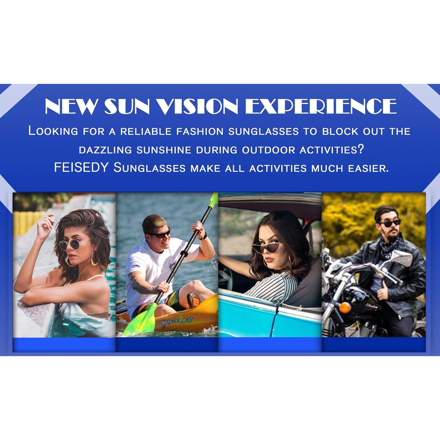 Gafas de Sol Steampunk FEISEDY Retro Lentes UV400 Amarillo