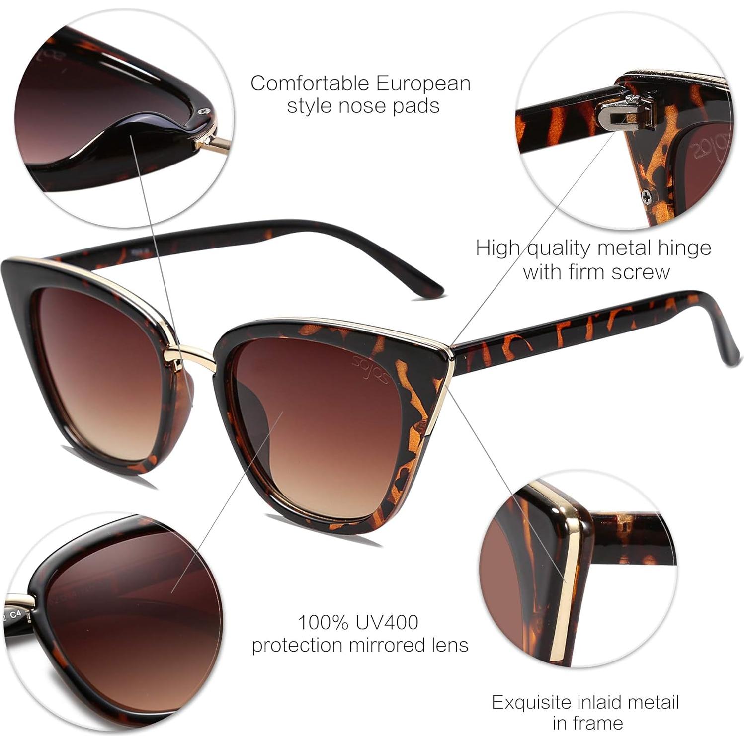 Gafas de sol SojoS SJ2052 ojo de gato UV400 marrón