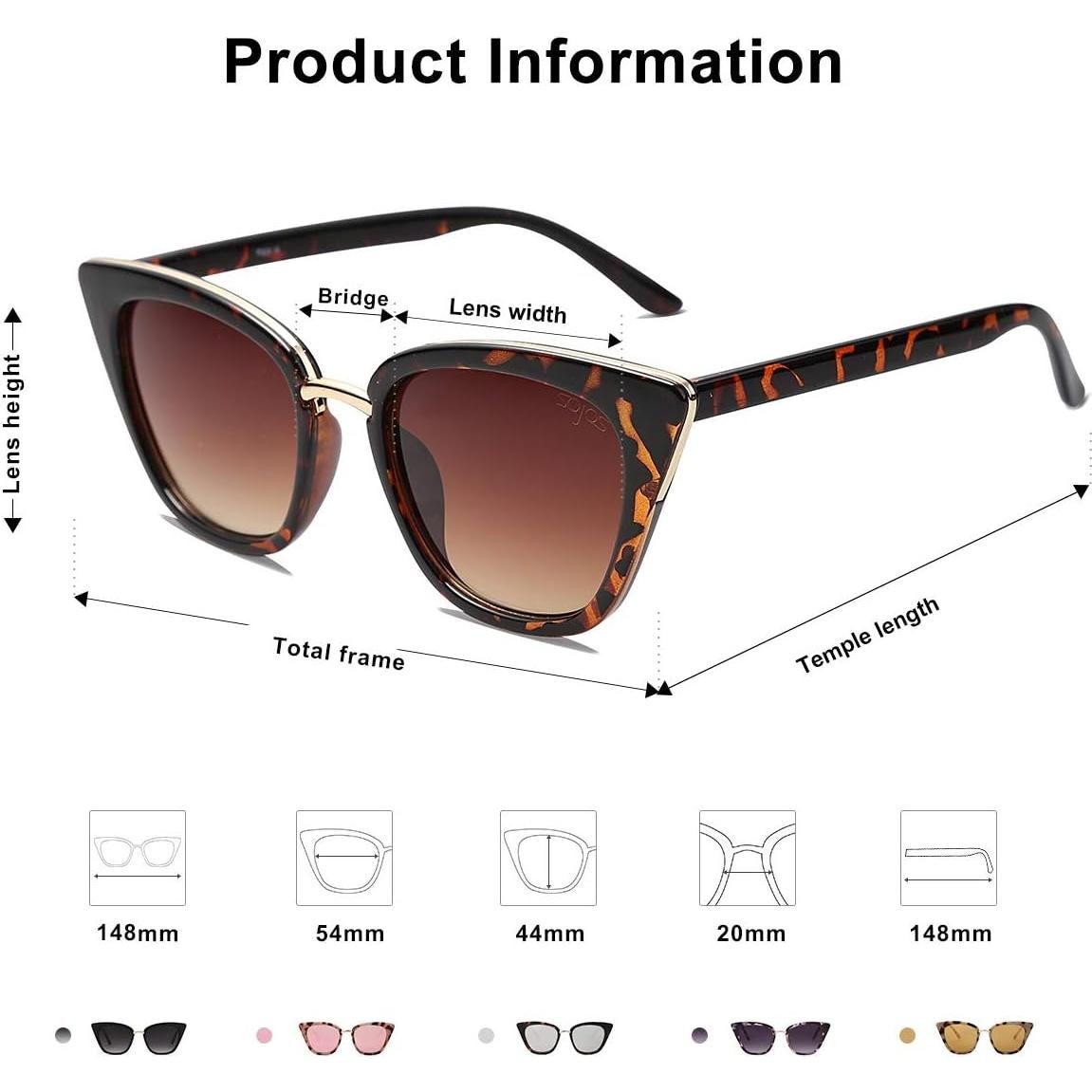 Gafas de sol SojoS SJ2052 ojo de gato UV400 marrón