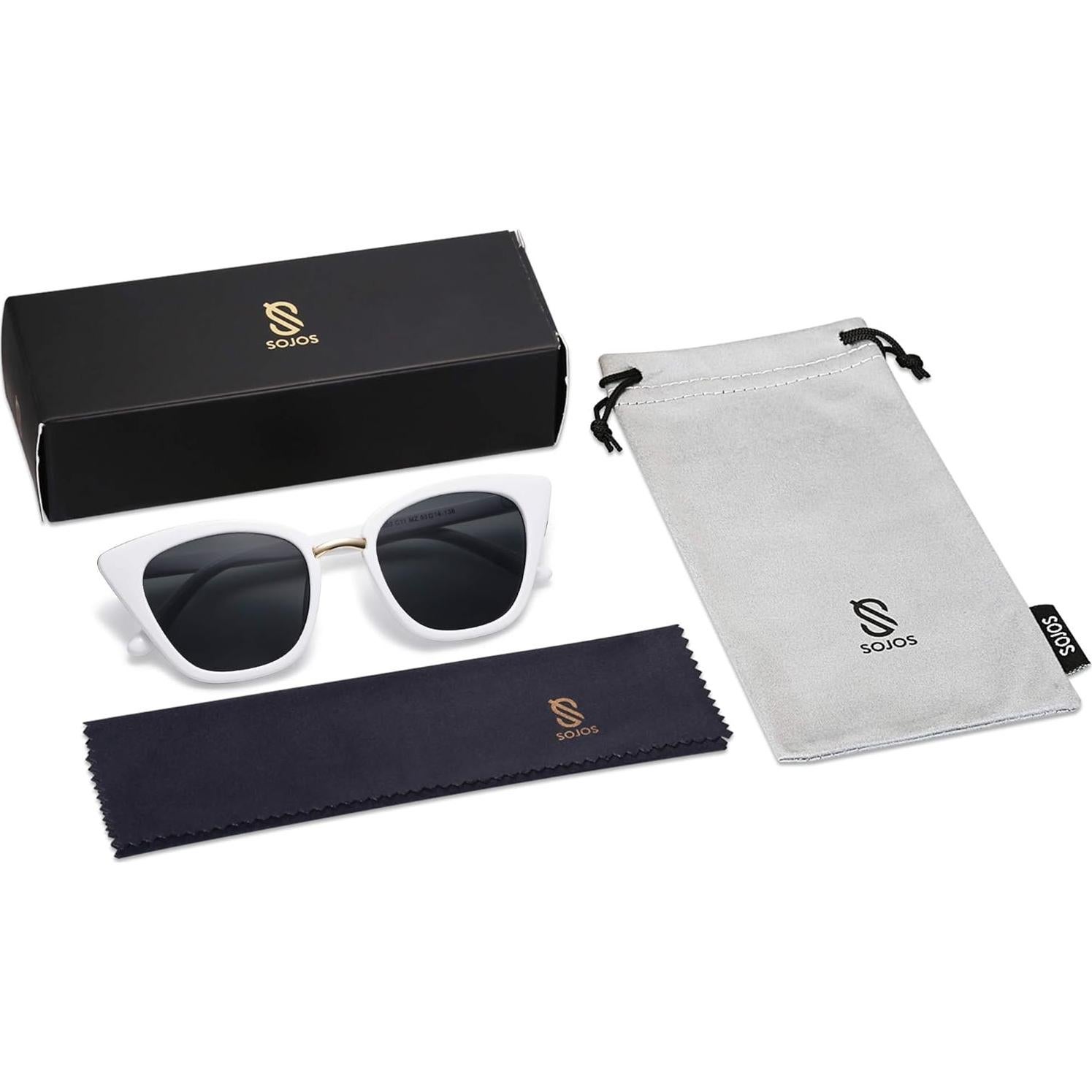 Gafas de sol SojoS SJ2052 ojo de gato UV400 blancas