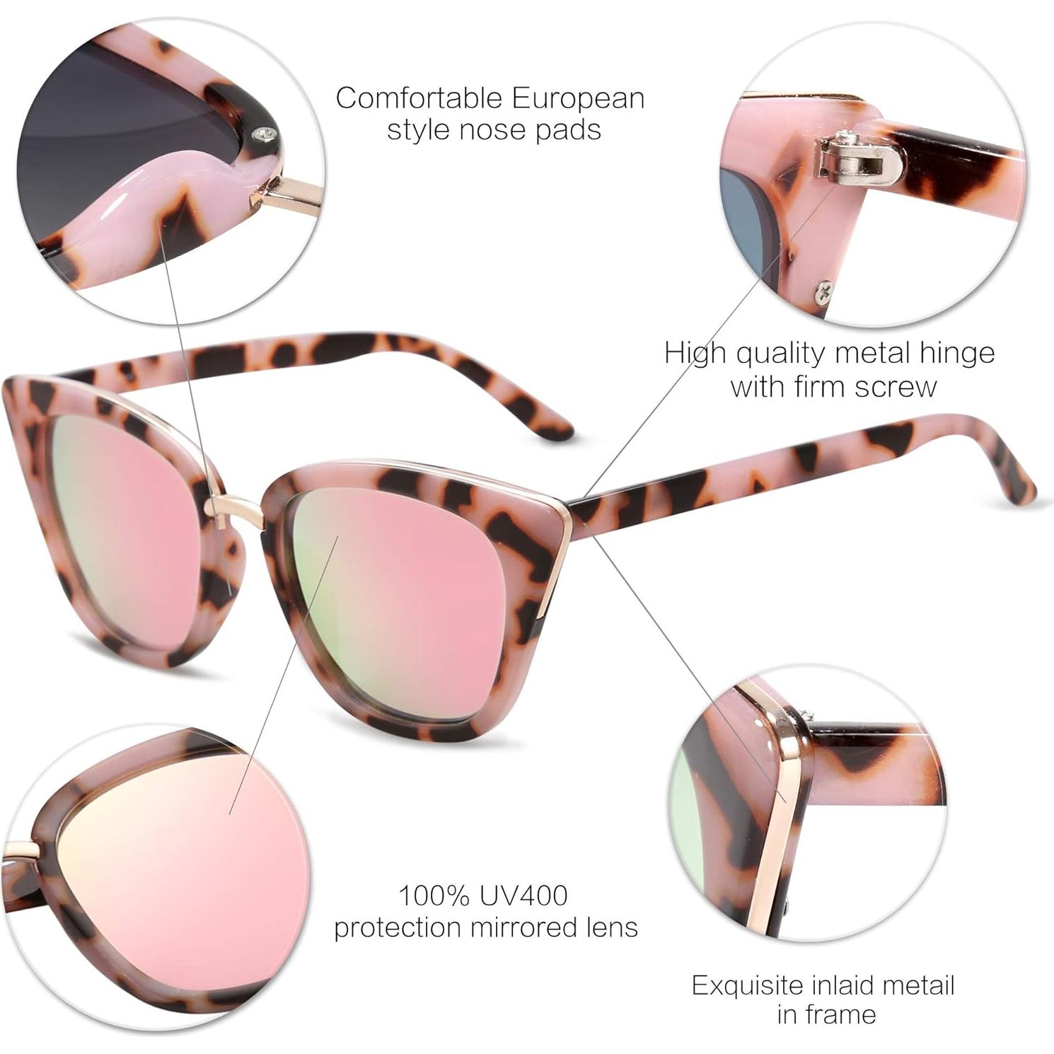Gafas de sol SojoS SJ2052 ojo de gato UV400 tortuga rosa