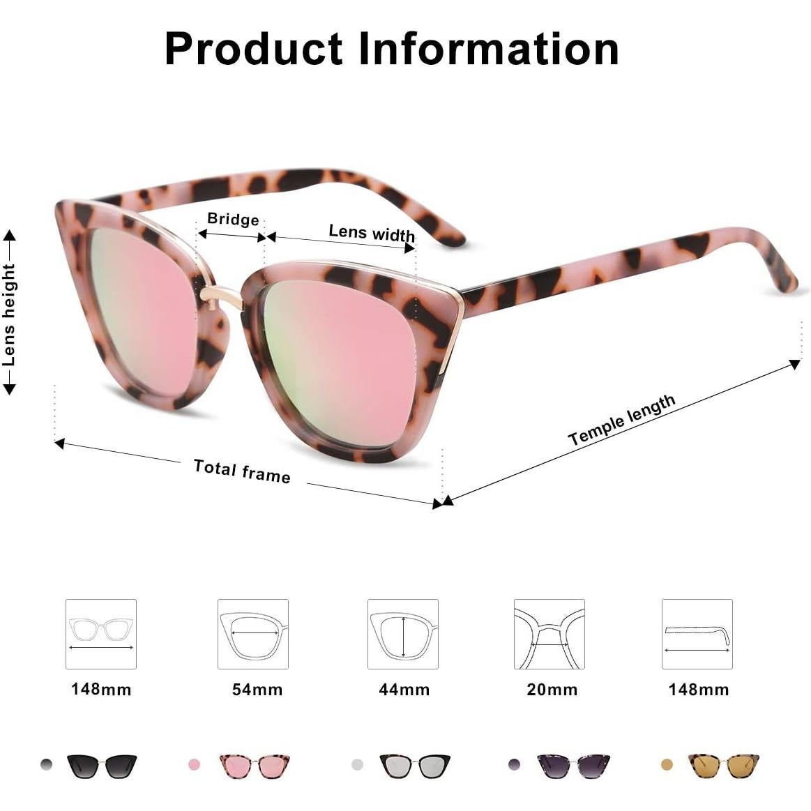 Gafas de sol SojoS SJ2052 ojo de gato UV400 tortuga rosa