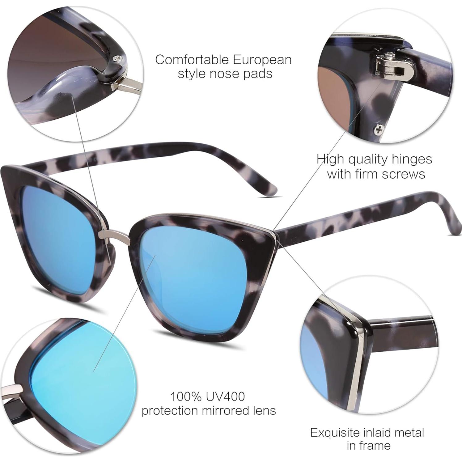 Gafas de sol SojoS SJ2052 ojo de gato UV400 tortuga azul