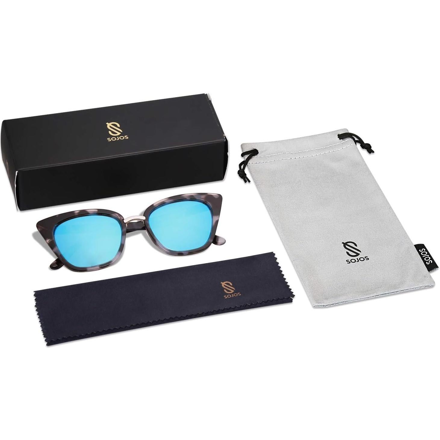 Gafas de sol SojoS SJ2052 ojo de gato UV400 tortuga azul