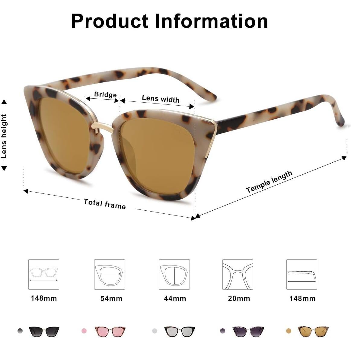 Gafas de sol SOJOS SJ2052 estilo ojo de gato UV400