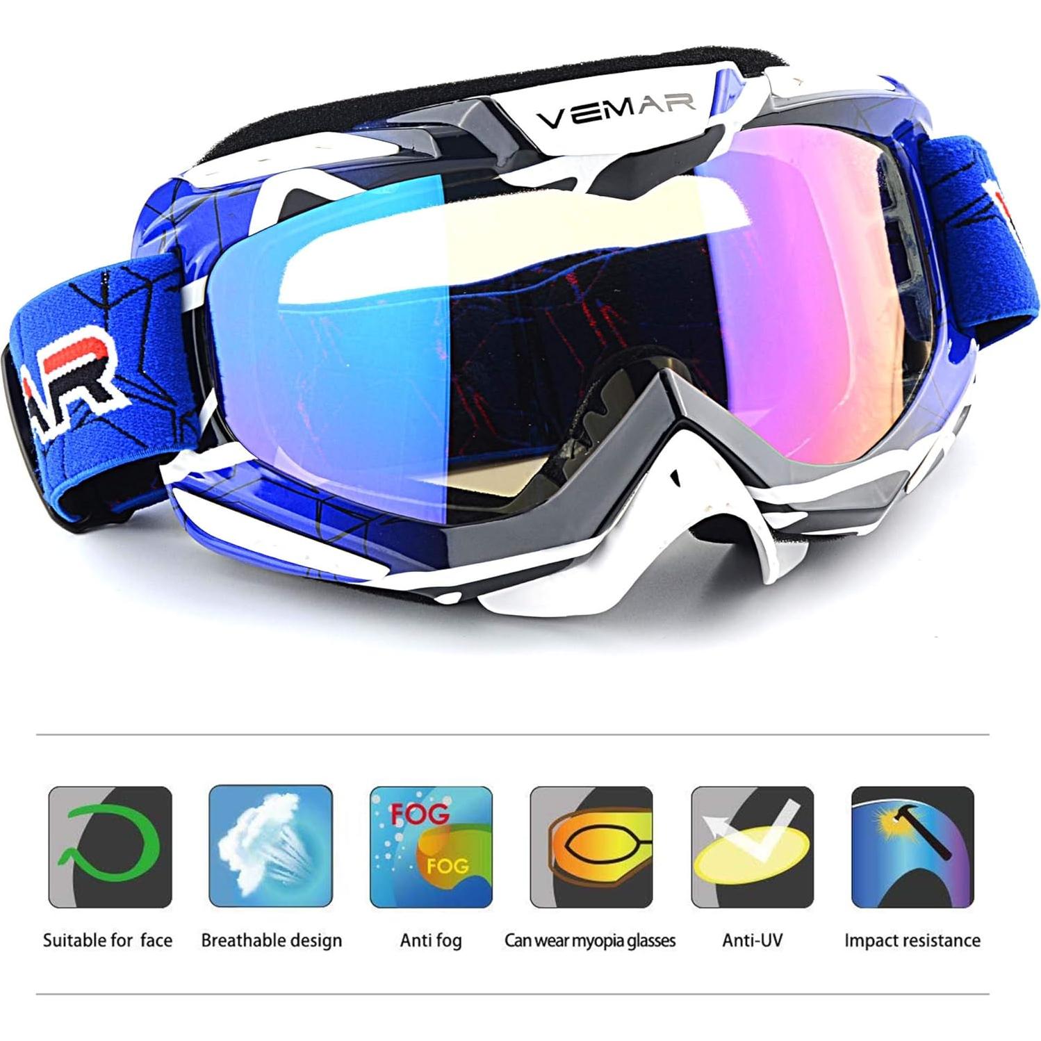 Gafas de Motocross Ubelly Azul Antivaho y Ajustables