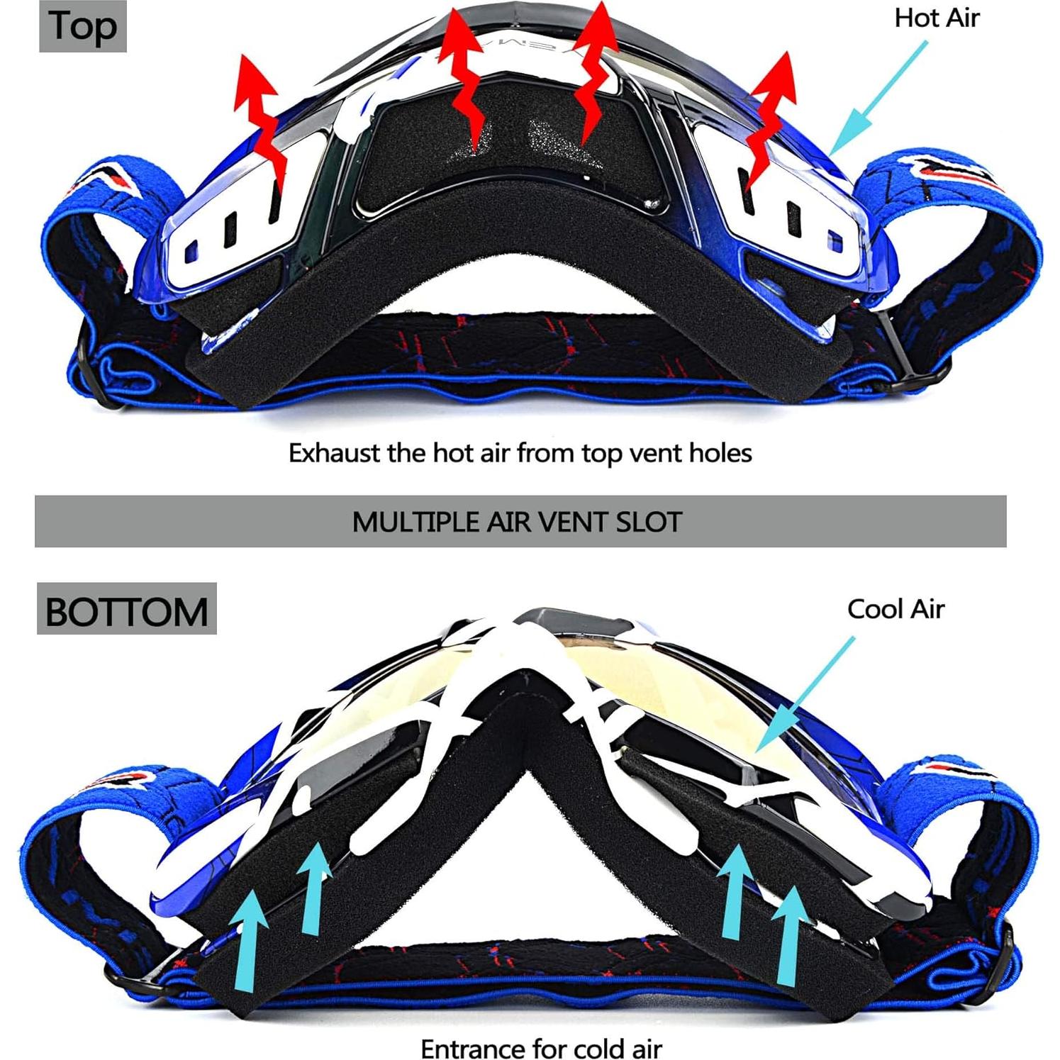 Gafas de Motocross Ubelly Azul Antivaho y Ajustables