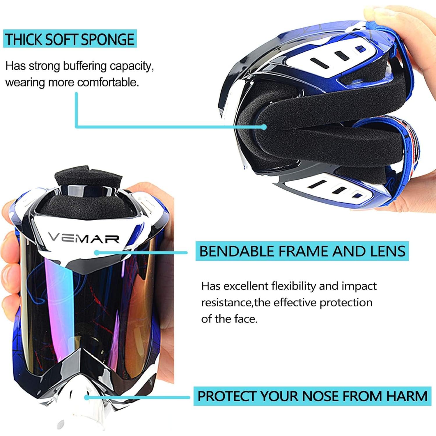 Gafas de Motocross Ubelly Azul Antivaho y Ajustables