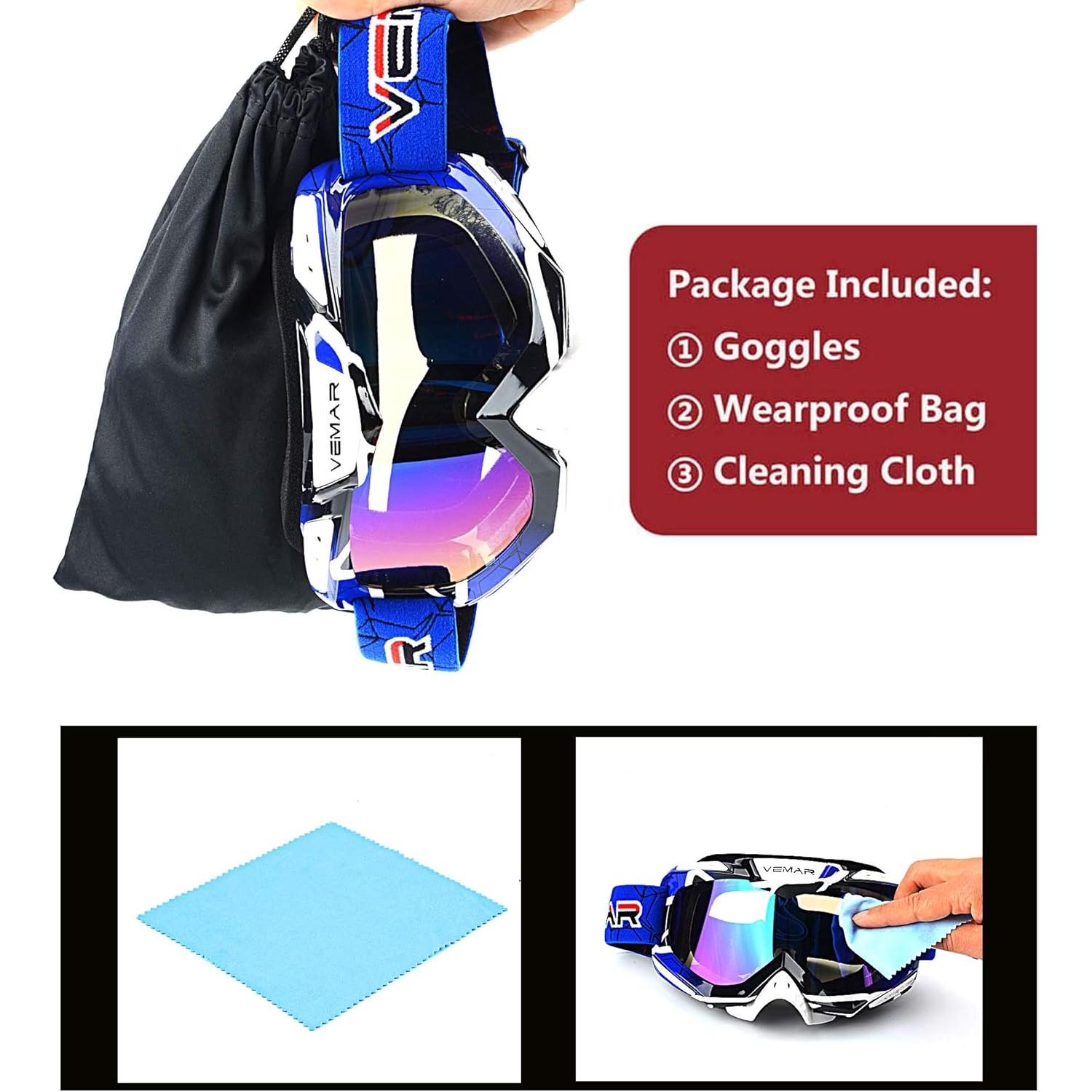 Gafas de Motocross Ubelly Azul Antivaho y Ajustables