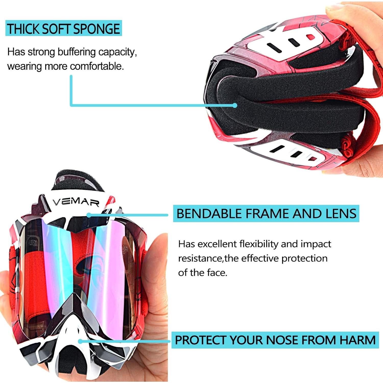 Gafas de Motocross Ubelly Rojo Antivaho y Ajustables