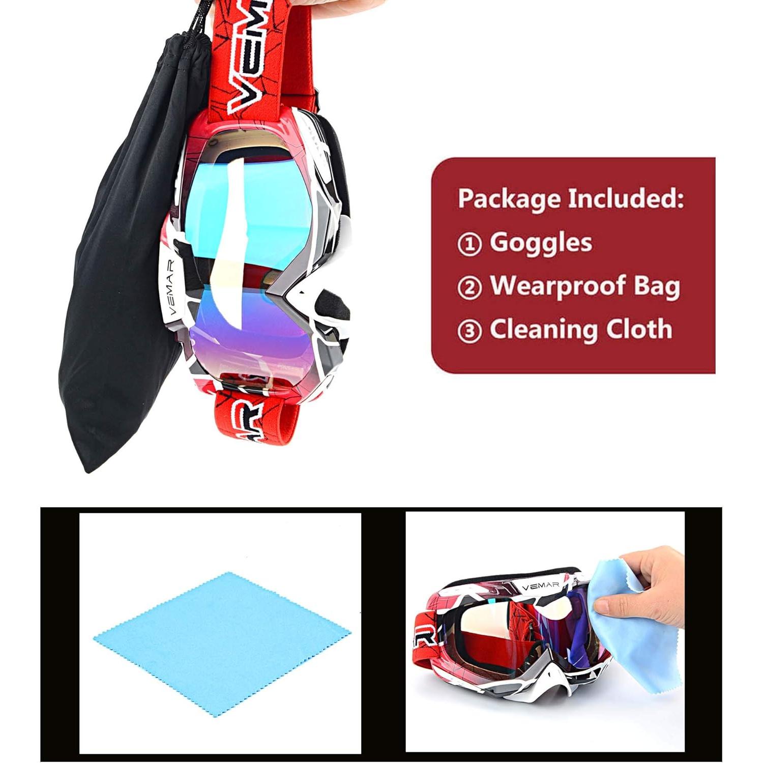 Gafas de Motocross Ubelly Rojo Antivaho y Ajustables