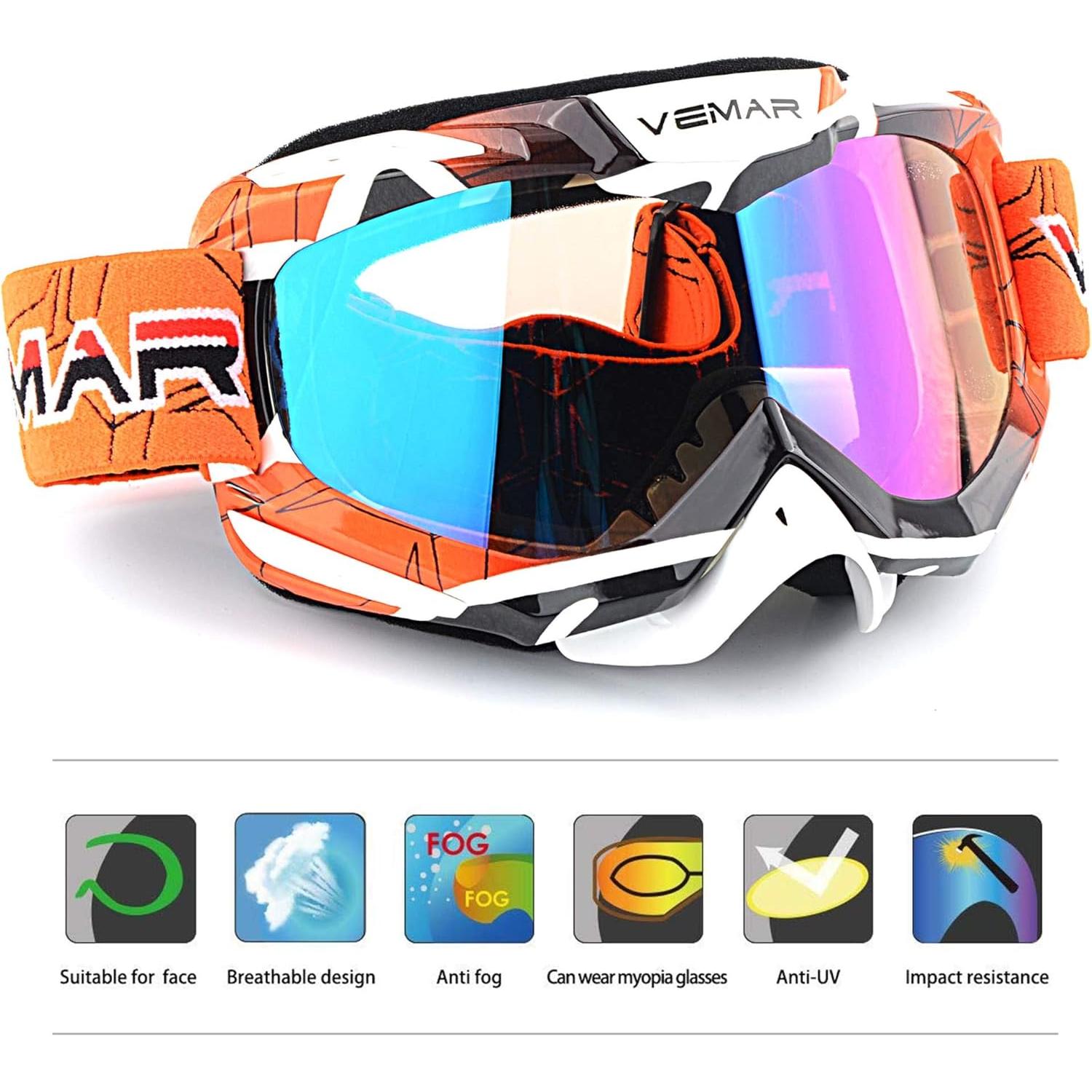 Gafas de Motocross Ubelly Naranjas Antivaho y Ajustables