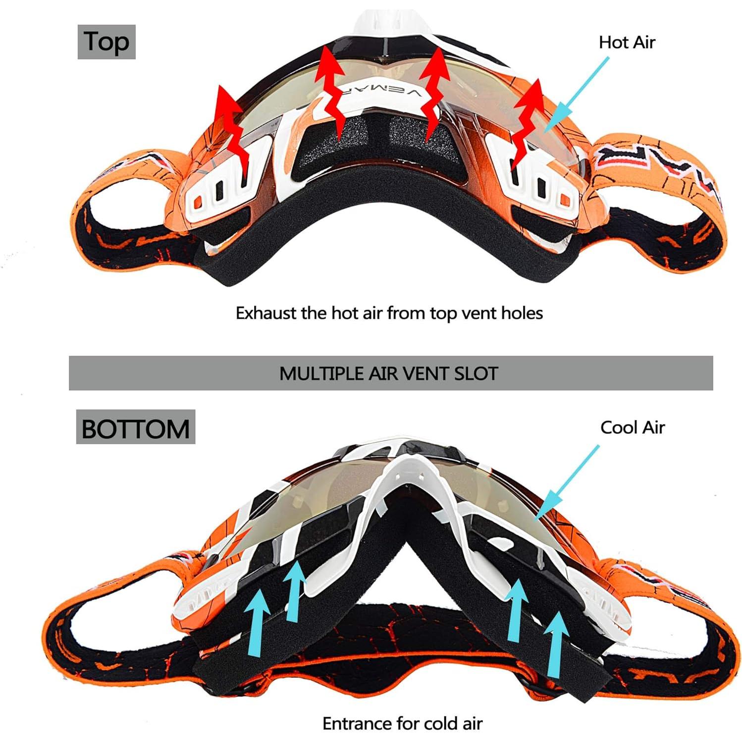 Gafas de Motocross Ubelly Naranjas Antivaho y Ajustables