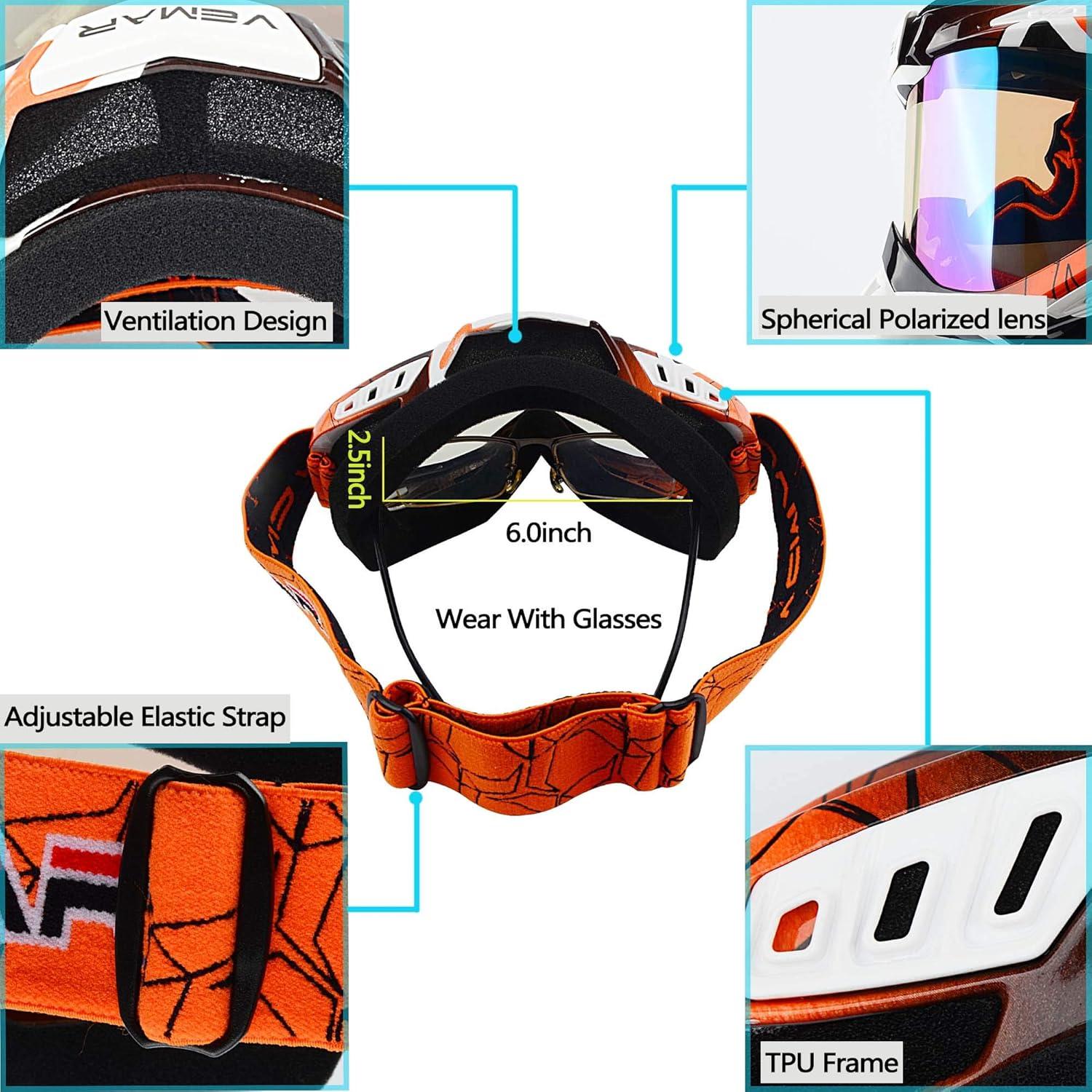 Gafas de Motocross Ubelly Naranjas Antivaho y Ajustables