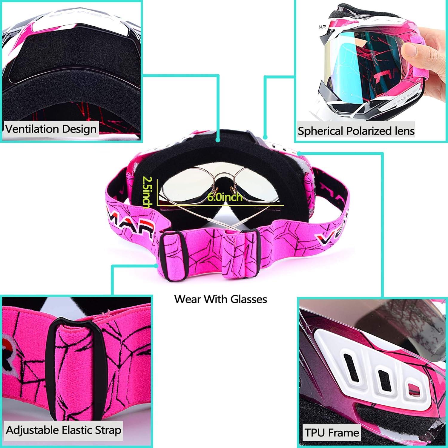 Gafas de Motocross Ubelly S218 Antivaho Rosa