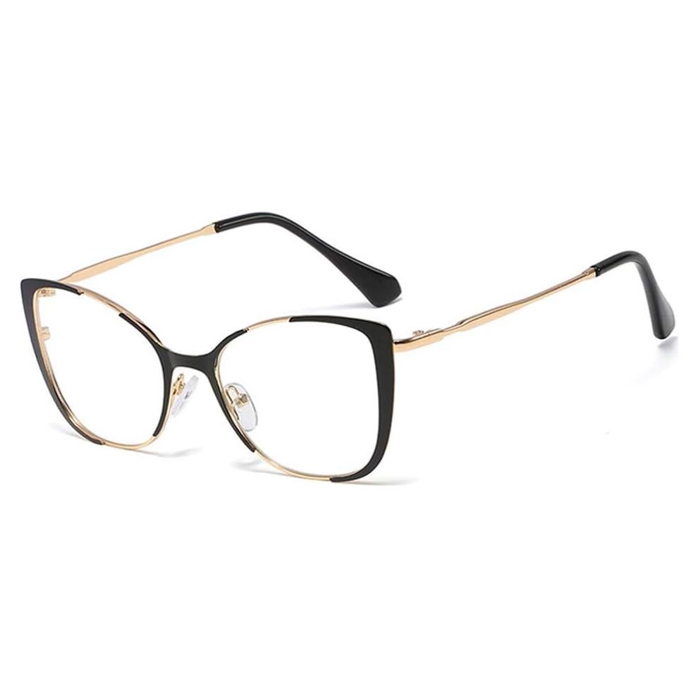 Gafas de Ojo de Gato Kachawoo Retro Metal 52mm Negro Dorado