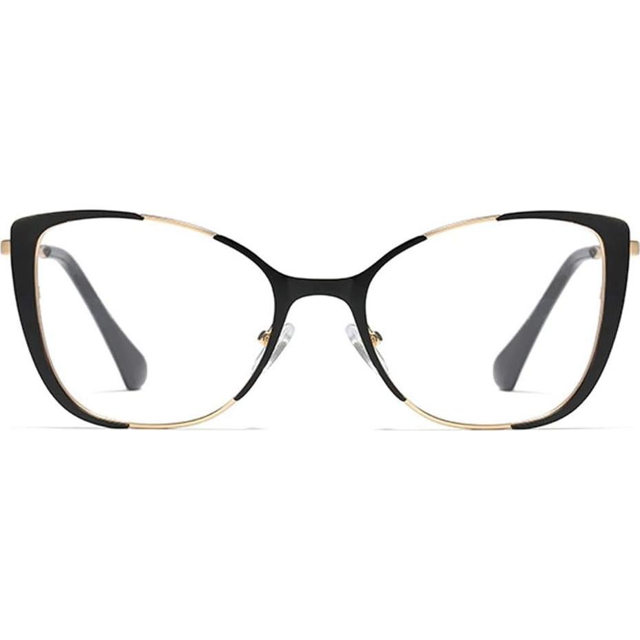 Gafas de Ojo de Gato Kachawoo Retro Metal 52mm Negro Dorado