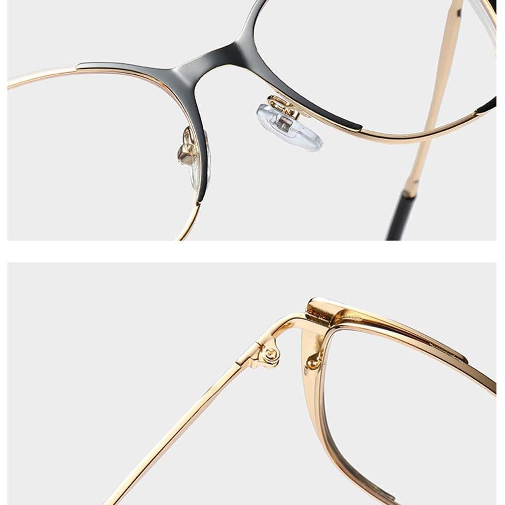 Gafas de Ojo de Gato Kachawoo Retro Metal 52mm Negro Dorado