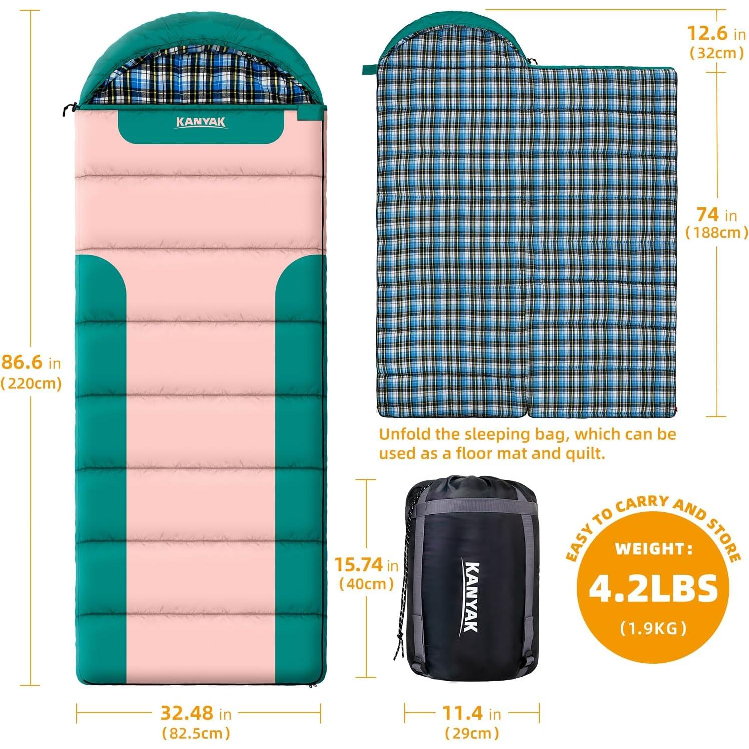 Saco de dormir Kanyak 3 estaciones 220x82.5 cm franela