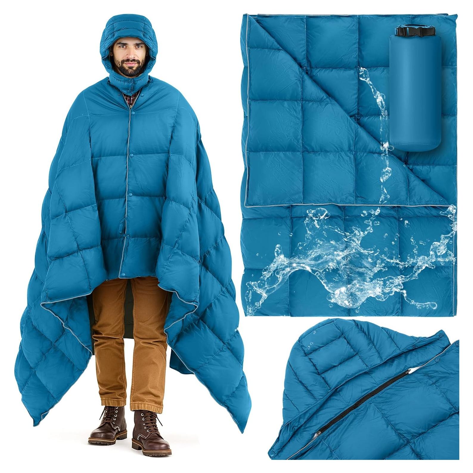 Manta de Camping HunnmingRe con Capucha Impermeable 127x195cm