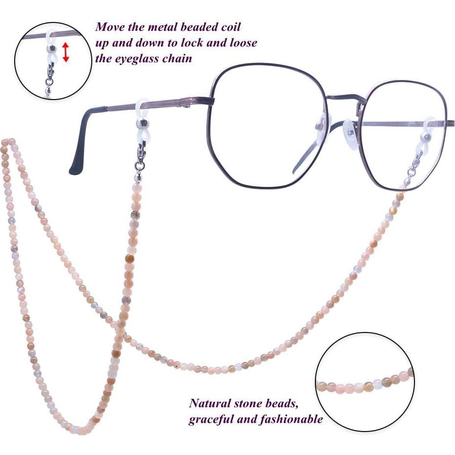 Cadena de Gafas KAI Top Cuentas de Piedra Natural 73 cm