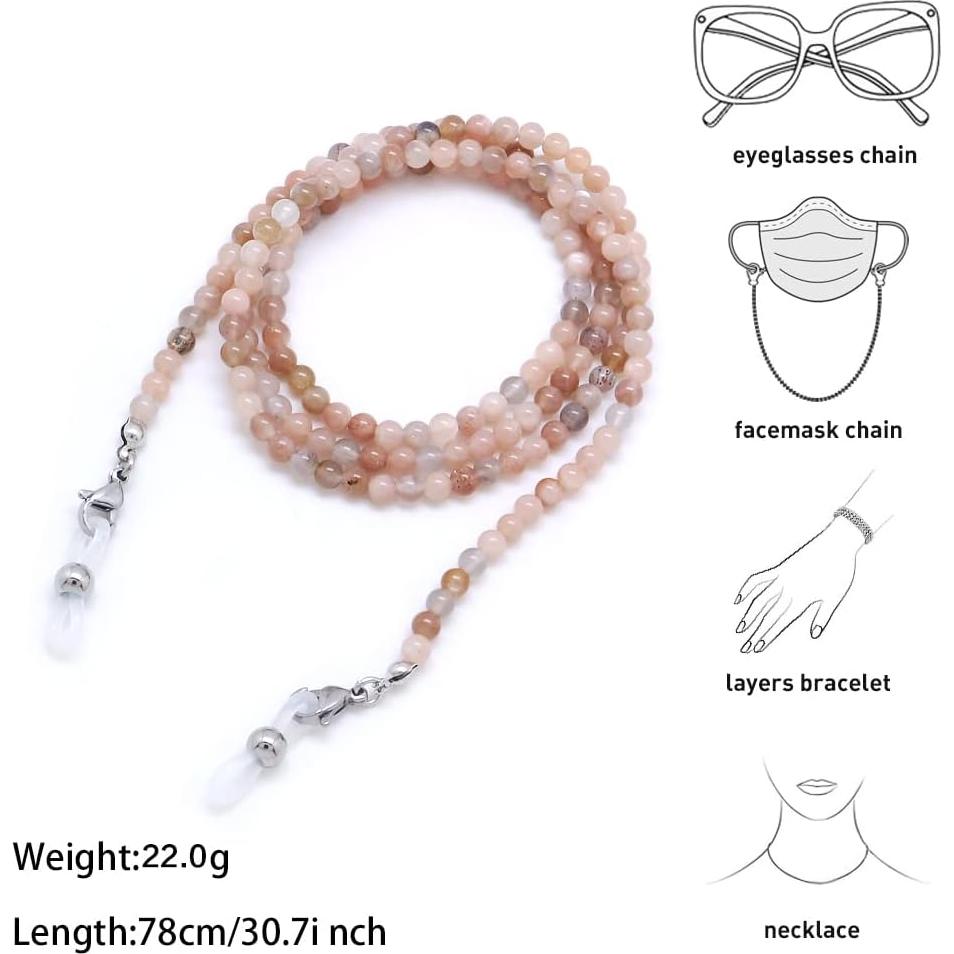 Cadena de Gafas KAI Top Cuentas de Piedra Natural 73 cm