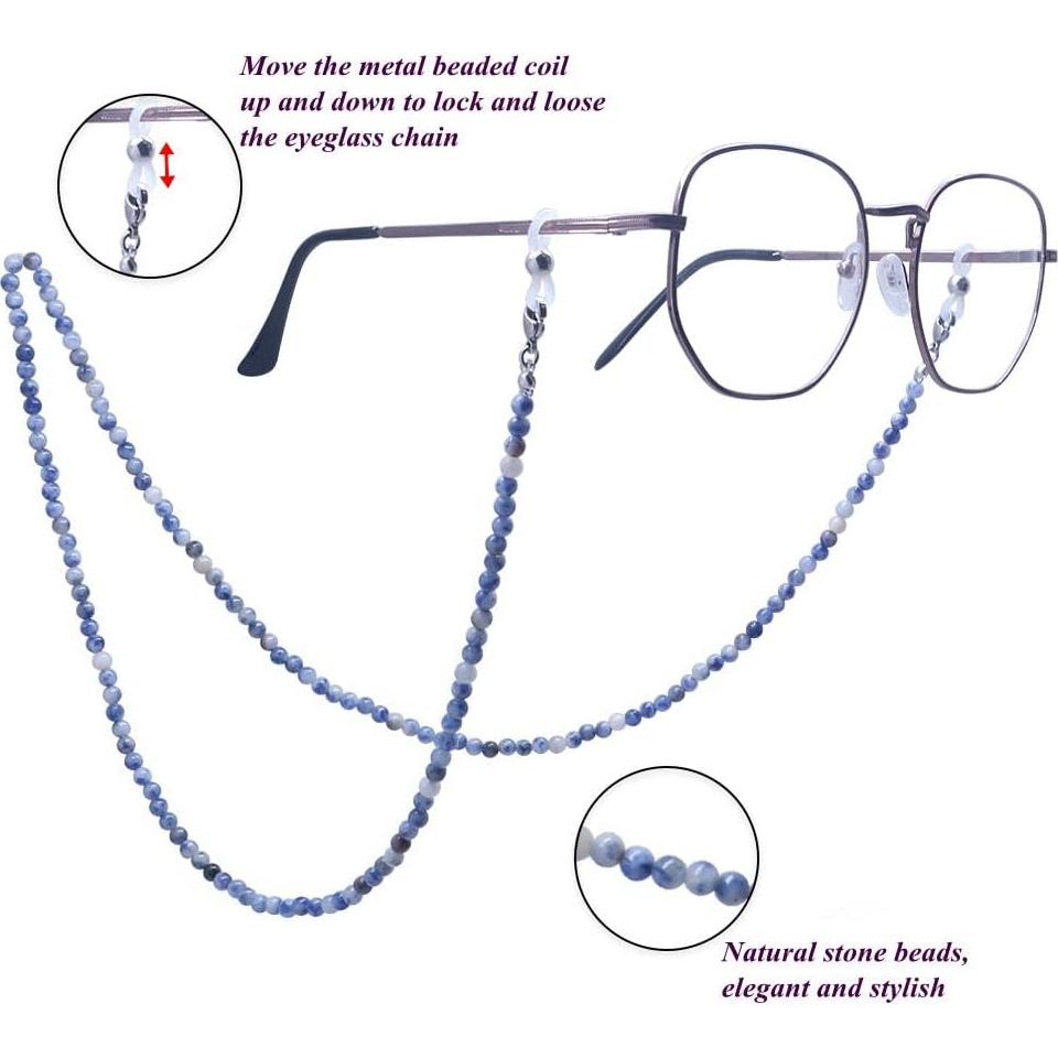 Cadena de Gafas KAI Top Cuentas de Piedra Natural Azul