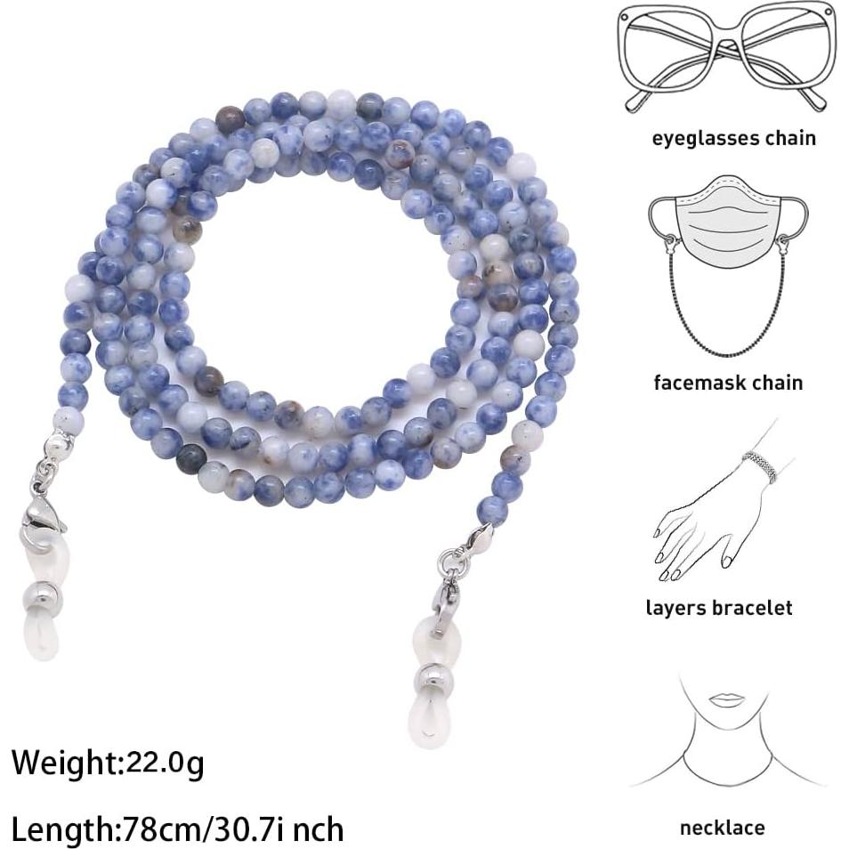 Cadena de Gafas KAI Top Cuentas de Piedra Natural Azul