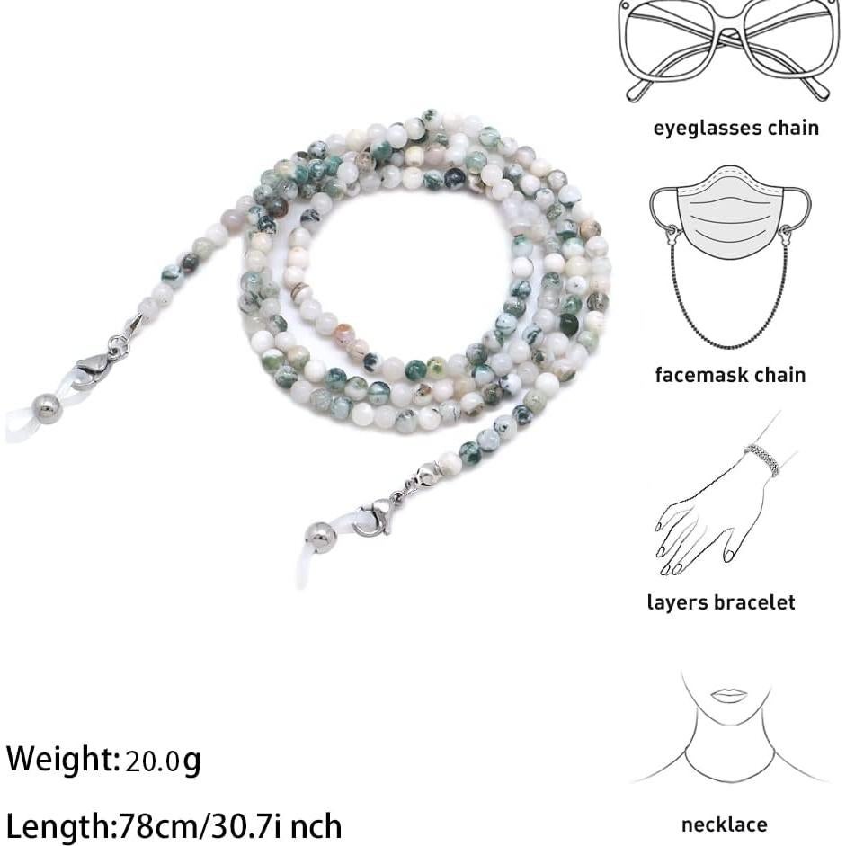 Cadena de Gafas KAI Top de Piedra Natural 73 cm para Mascarillas