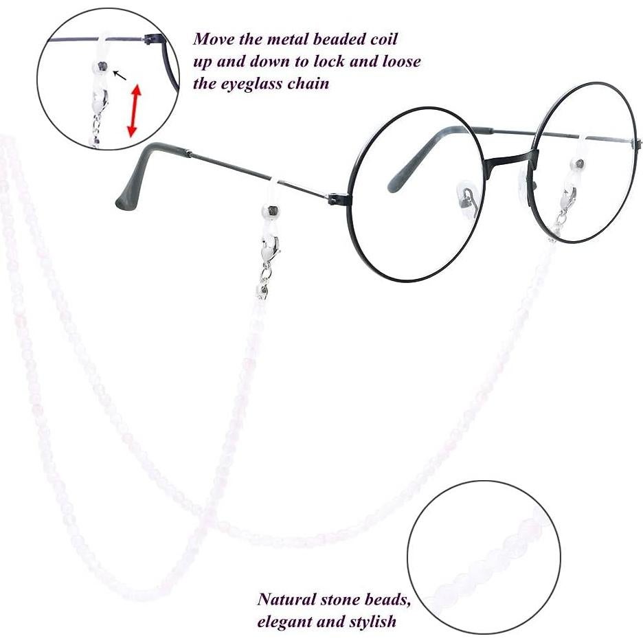 Cadena de Gafas KAI Top Cuarzo Rosa Mate 73 cm Moda
