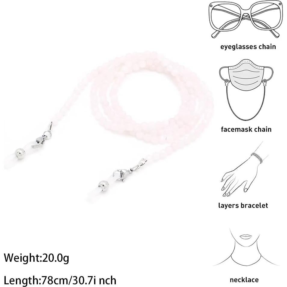 Cadena de Gafas KAI Top Cuarzo Rosa Mate 73 cm Moda