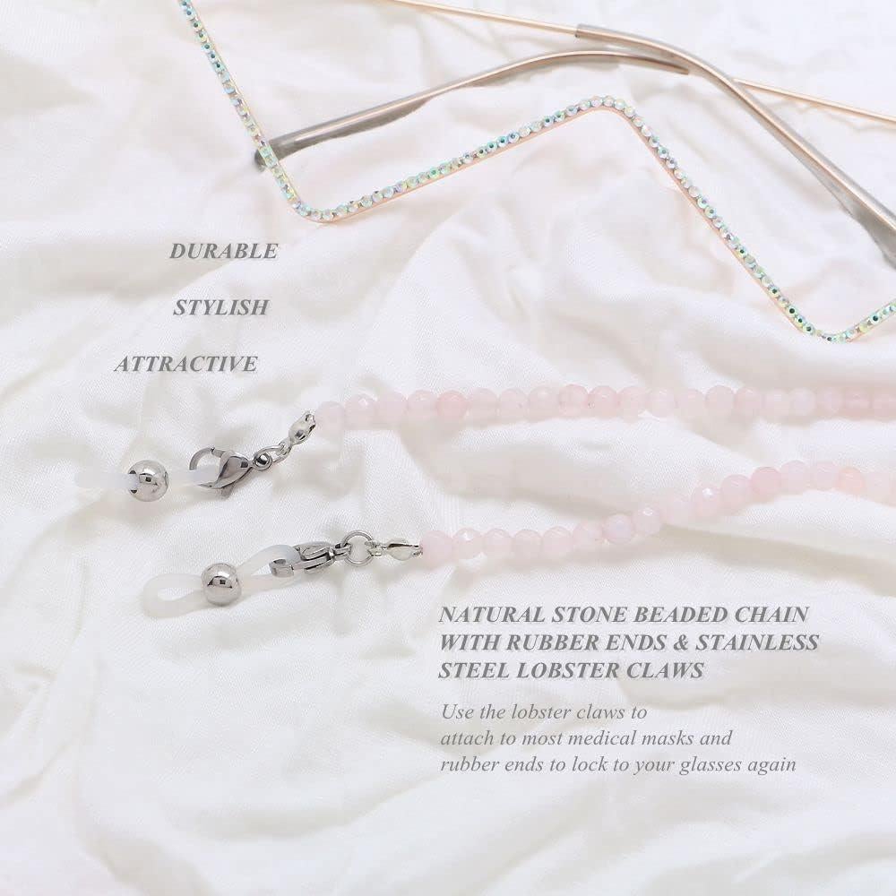 Cadena de Gafas KAI Top Cuarzo Rosa Mate 73 cm Moda