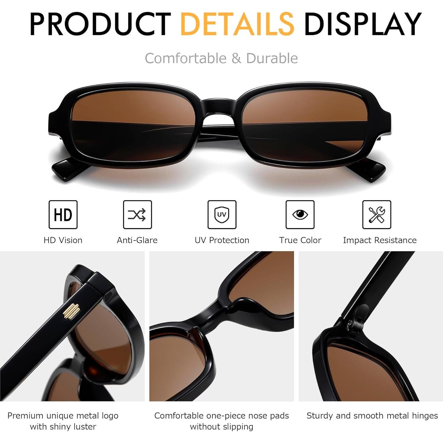 Gafas de sol rectangulares Colrea UV400 para mujeres