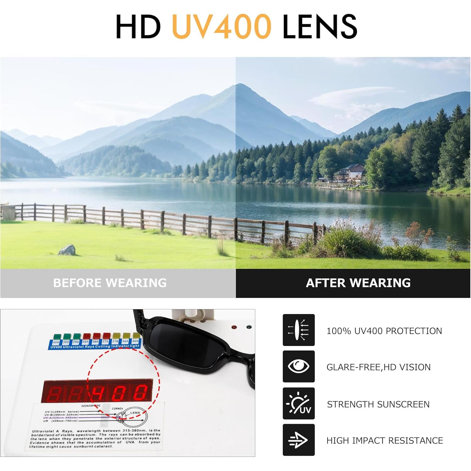 Gafas de sol rectangulares Colrea UV400 para mujeres