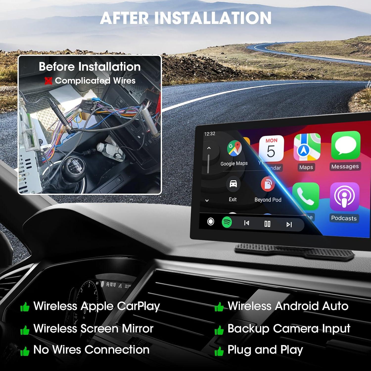 Estéreo de Coche Stiflix Wireless CarPlay 9" Pantalla IPS