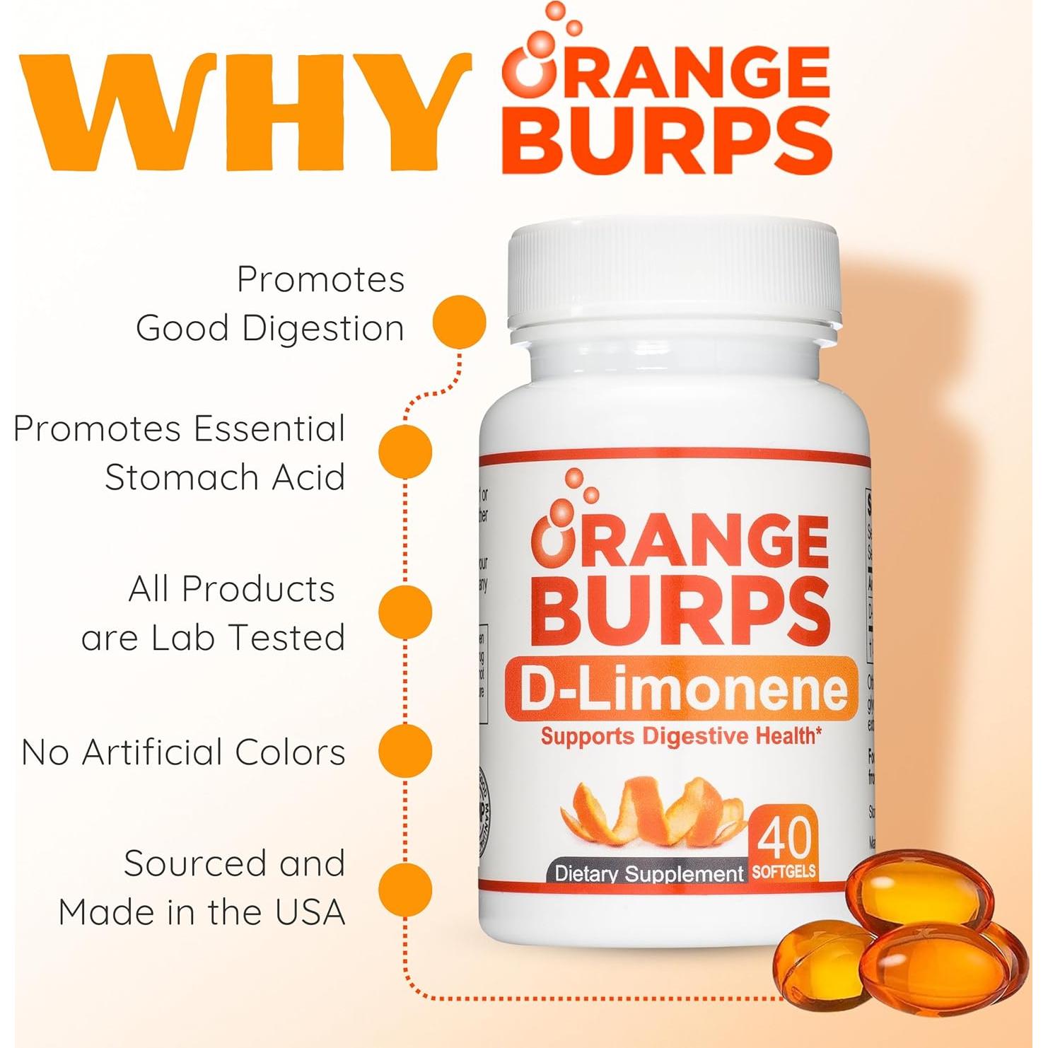 Geles Blandos Eructos de Naranja D-Limoneno 1000 mg - Alivio Acidez