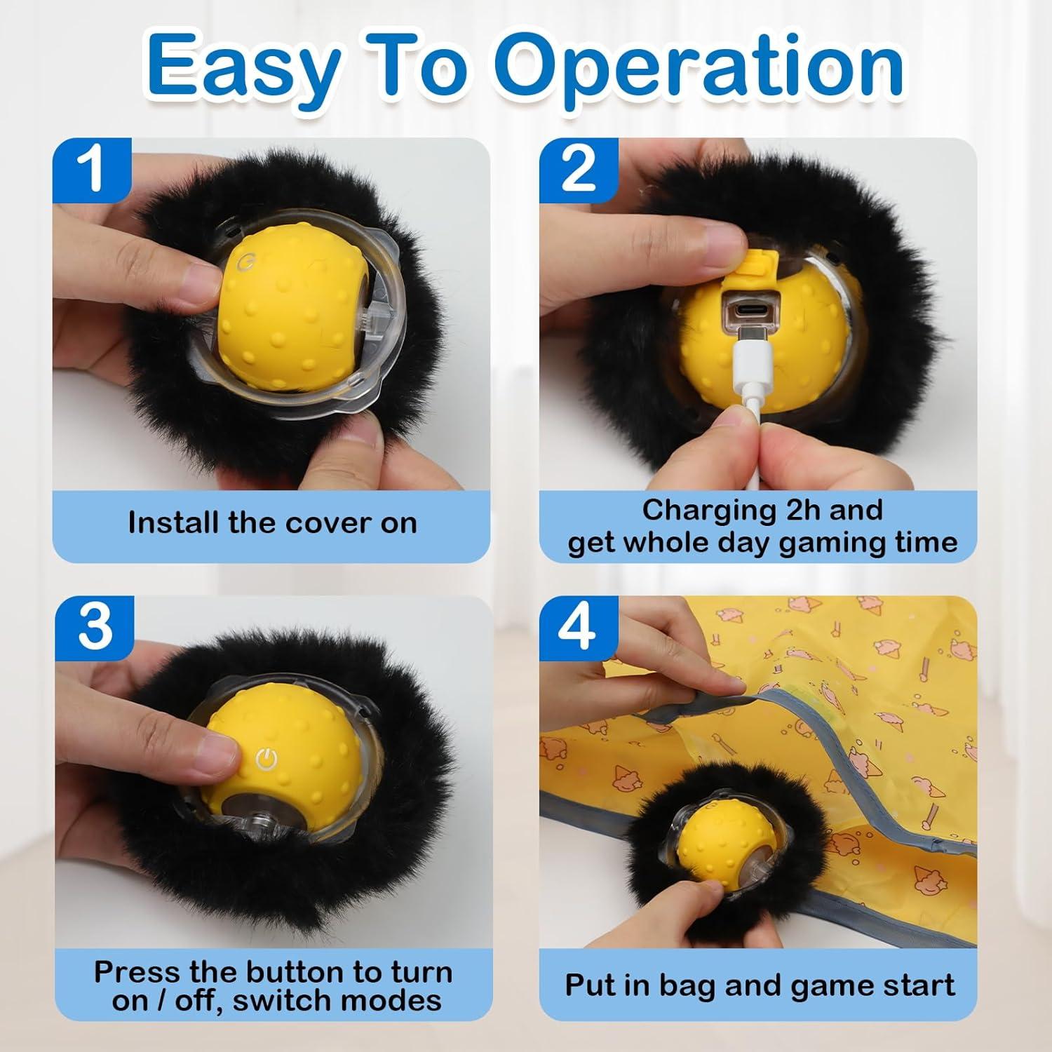 Juguete Interactivo para Gatos LEPLE P62, Recargable, Amarillo