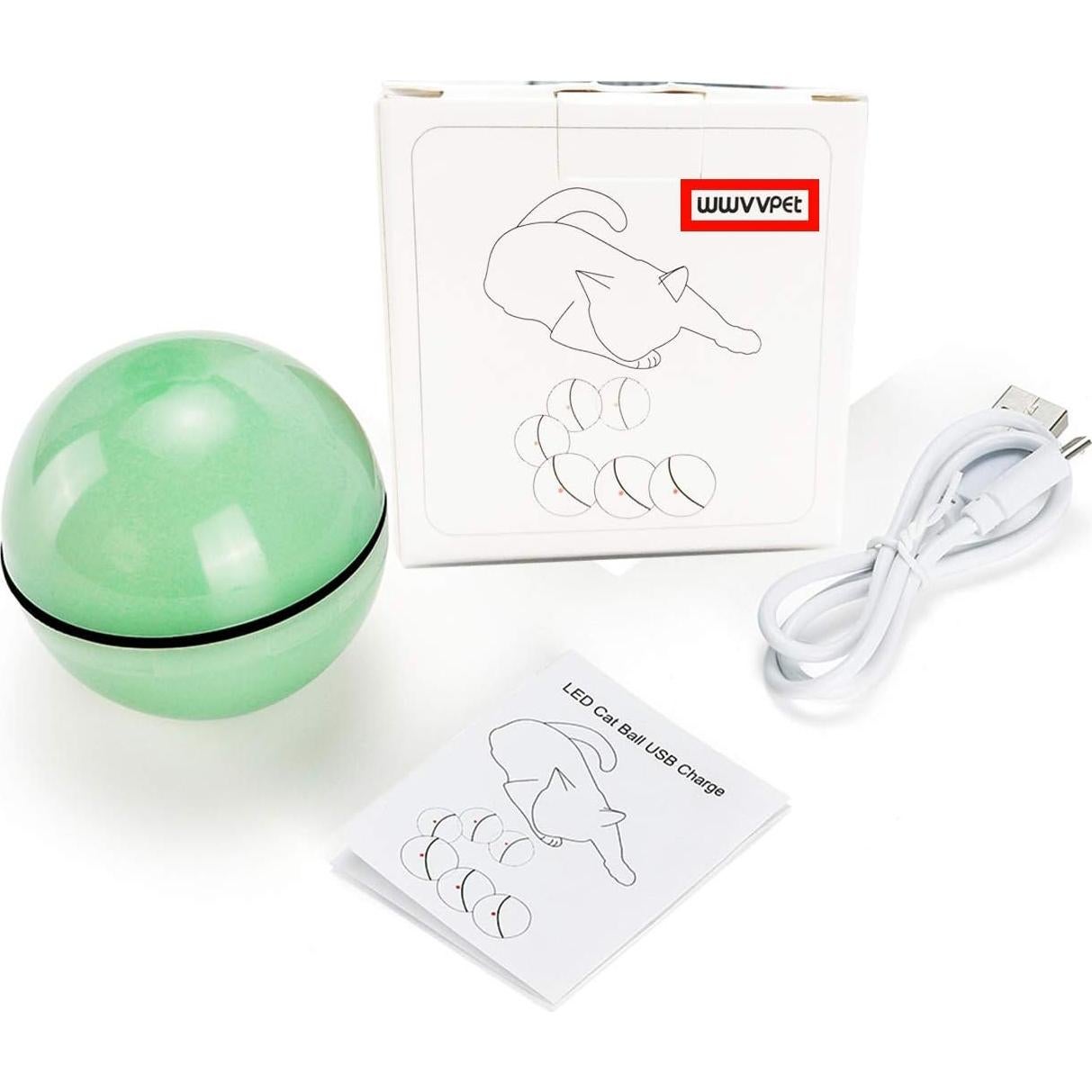 Juguete Interactivo para Gatos WWVVPET Bola LED Recargable