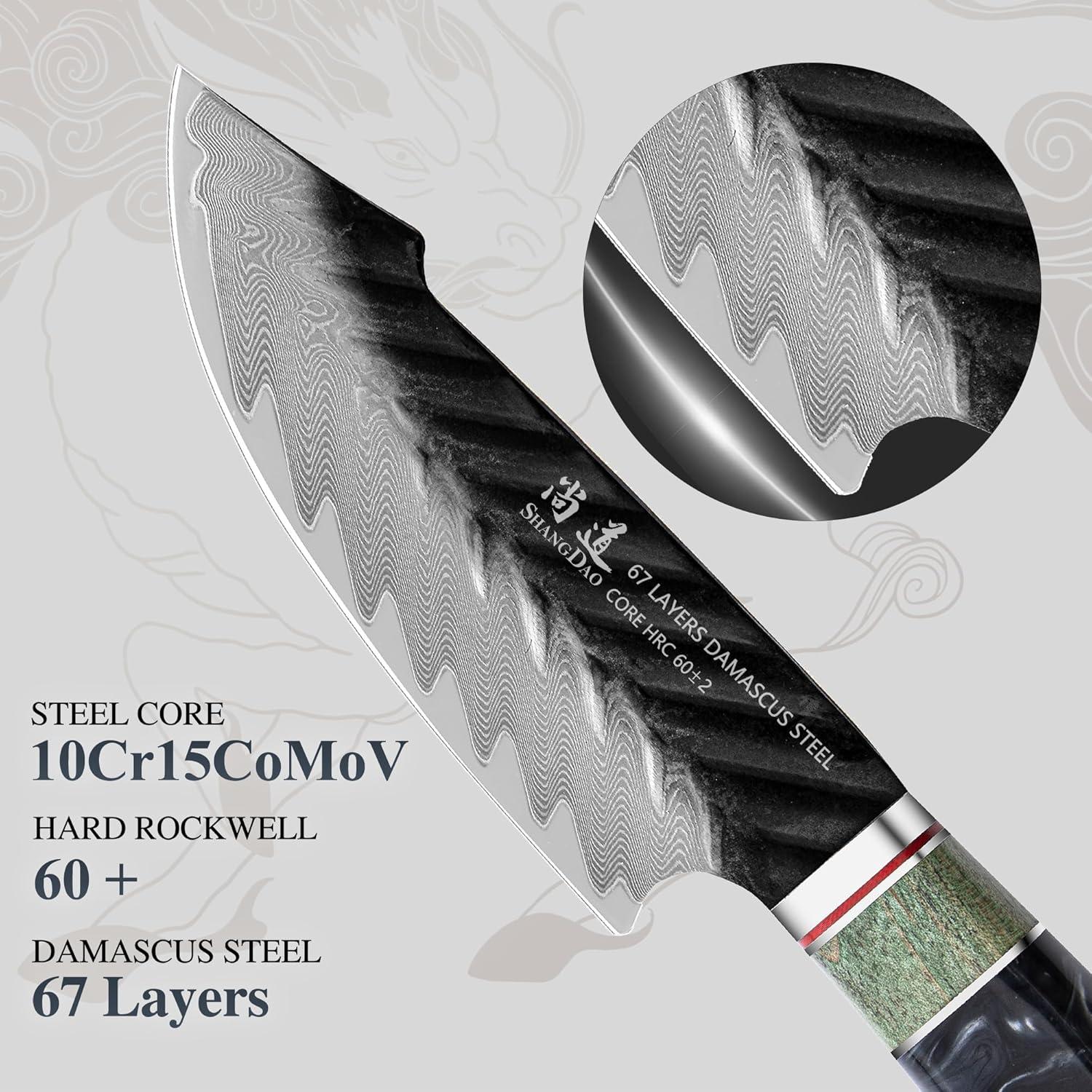 Cuchillo de Utilidad SHANGDAO QILIN 12.19 cm Damasco Forjado