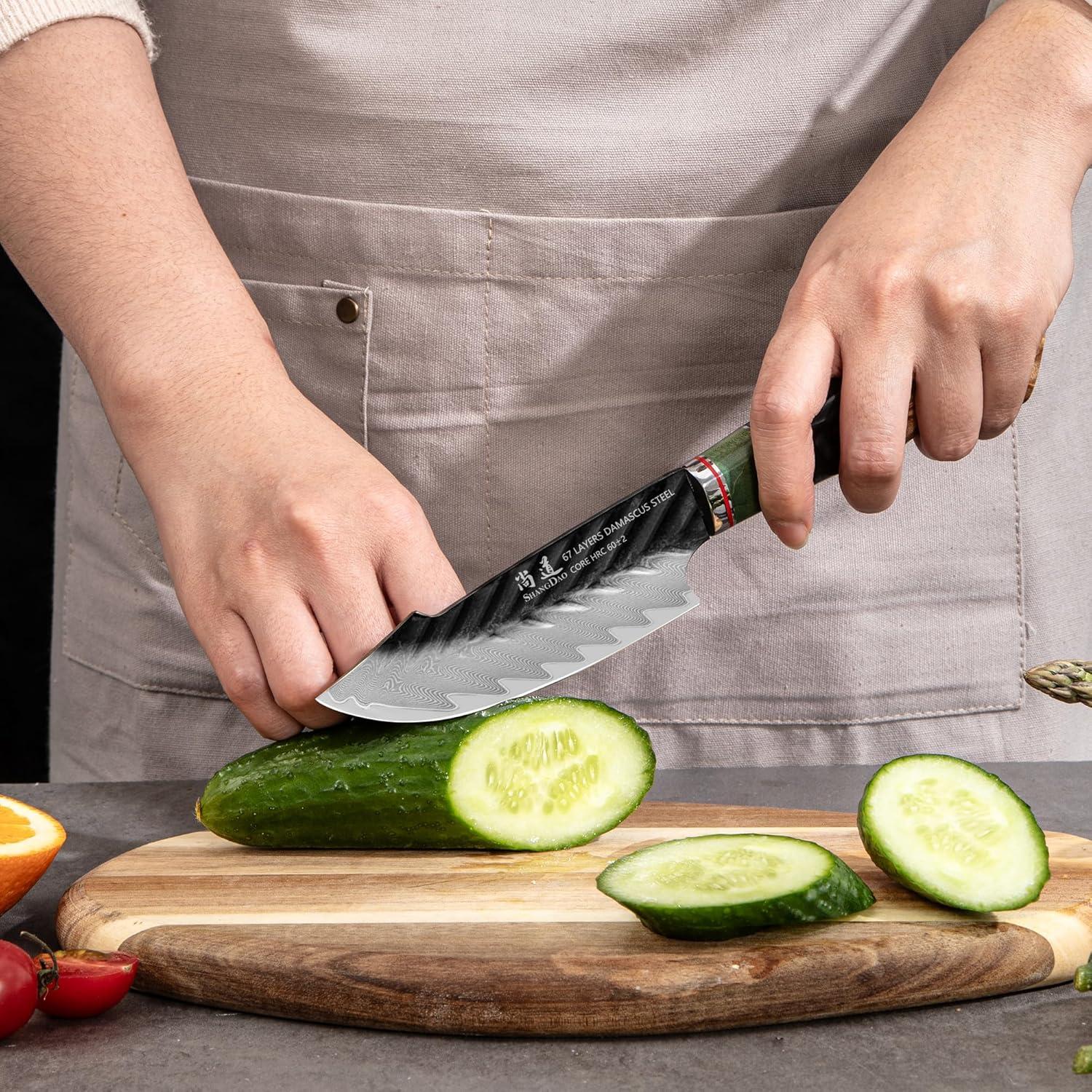 Cuchillo de Utilidad SHANGDAO QILIN 12.19 cm Damasco Forjado