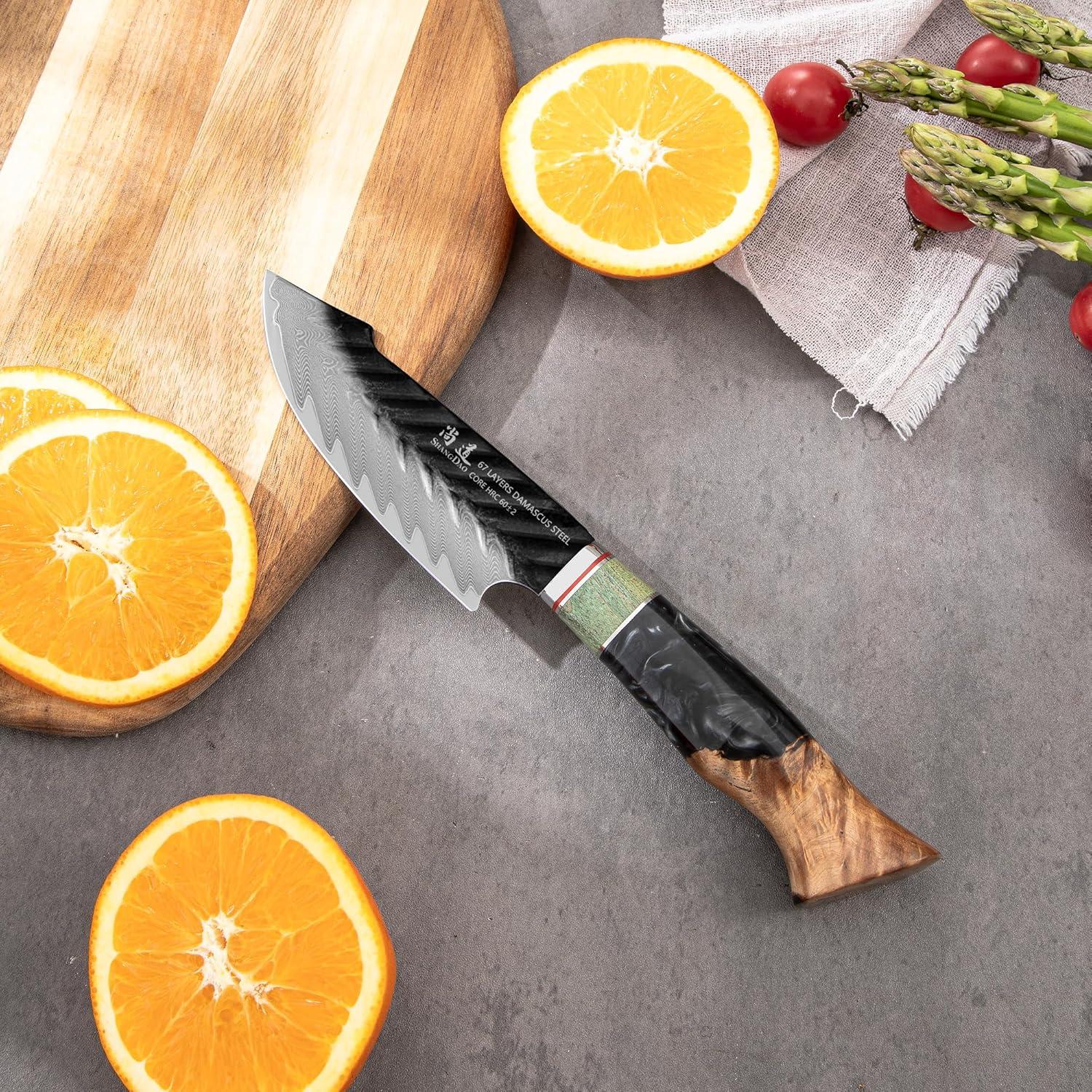 Cuchillo de Utilidad SHANGDAO QILIN 12.19 cm Damasco Forjado