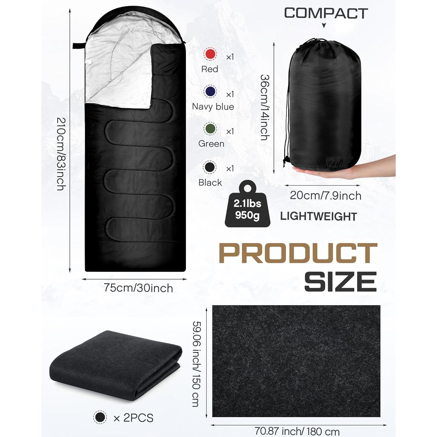 Conjunto de Camping Tranqun: 4 Sacos de Dormir + 2 Alfombras