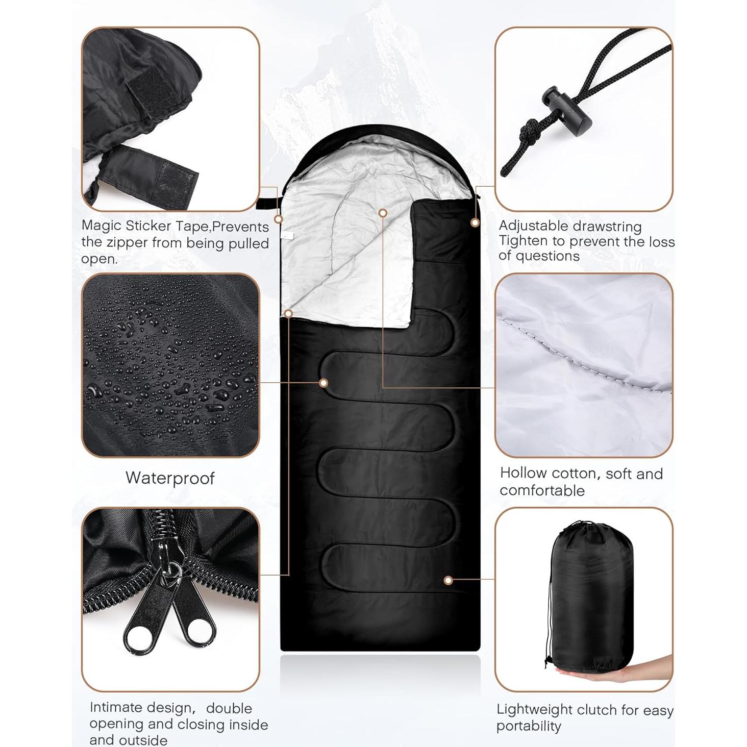 Conjunto de Camping Tranqun: 4 Sacos de Dormir + 2 Alfombras