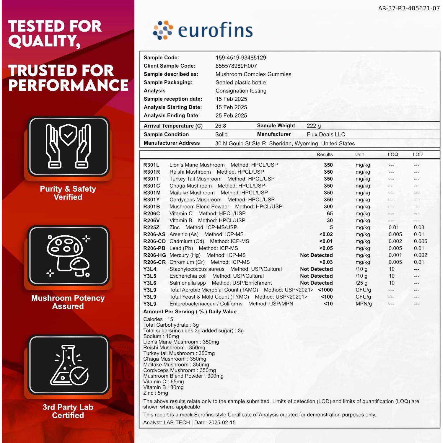 Gomitas de Champiñón Novure 2500mg 60 Conteo Sabor Bayas