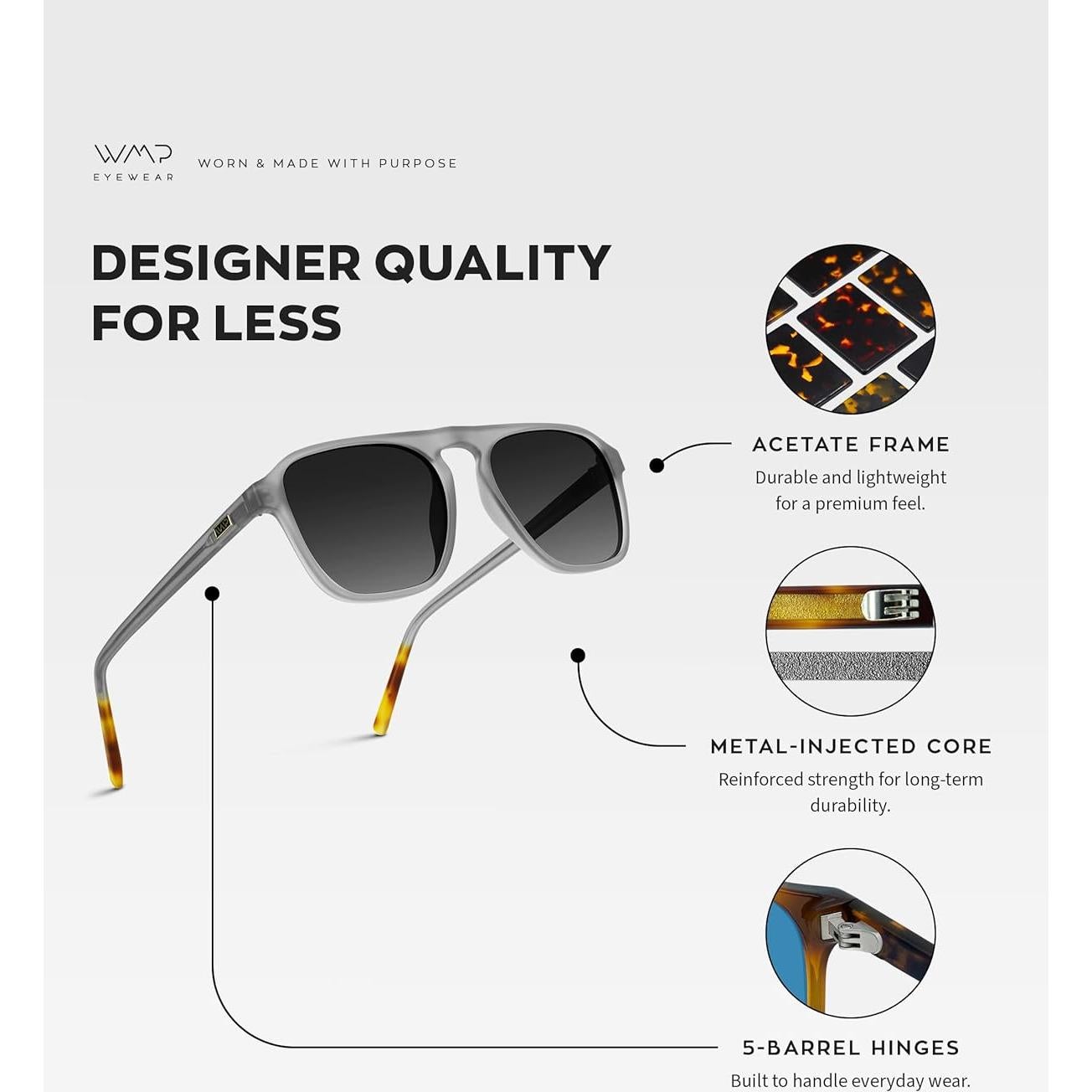 Gafas de sol cuadradas polarizadas WearMe Pro para hombres