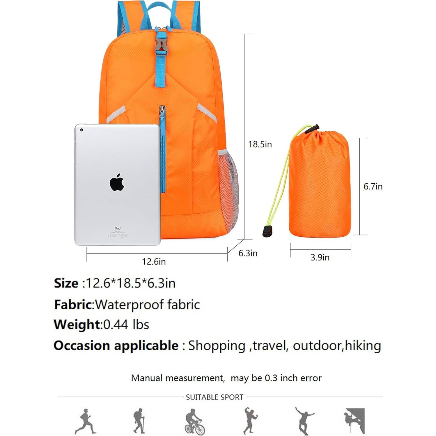 Mochila de Senderismo Plegable 25L Resistente al Agua