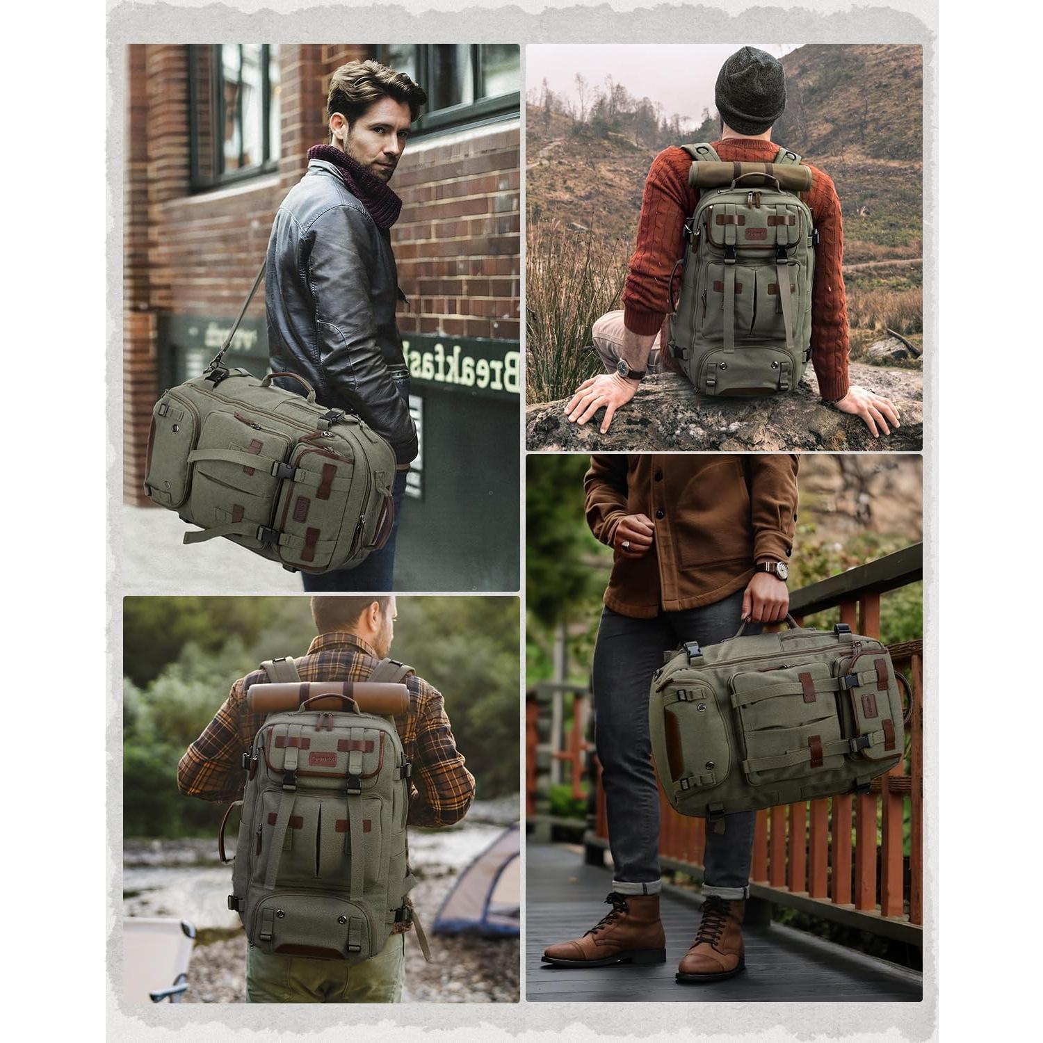 Mochila de Lona Gonex 3 en 1 Verde Clásico 45L Expandible