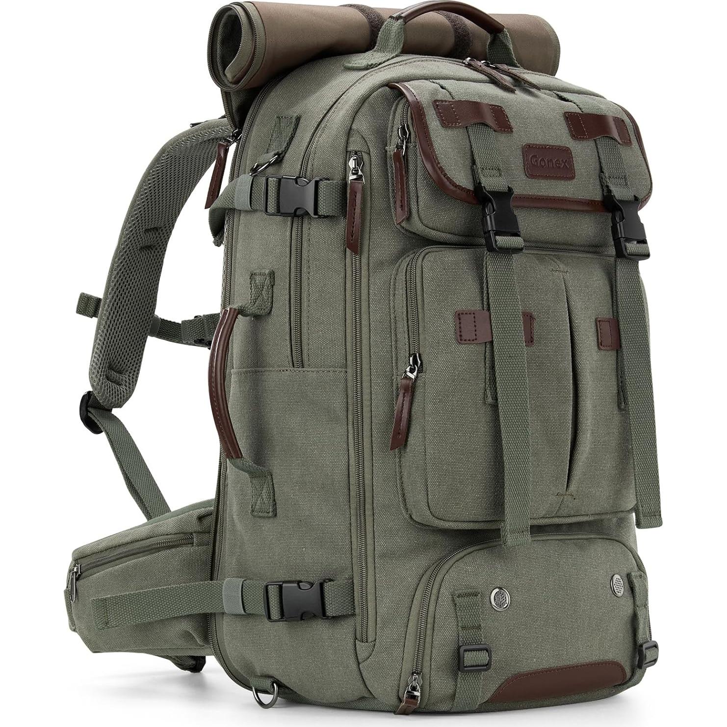 Mochila de Lona Gonex 3 en 1 Verde Clásico 45L Expandible